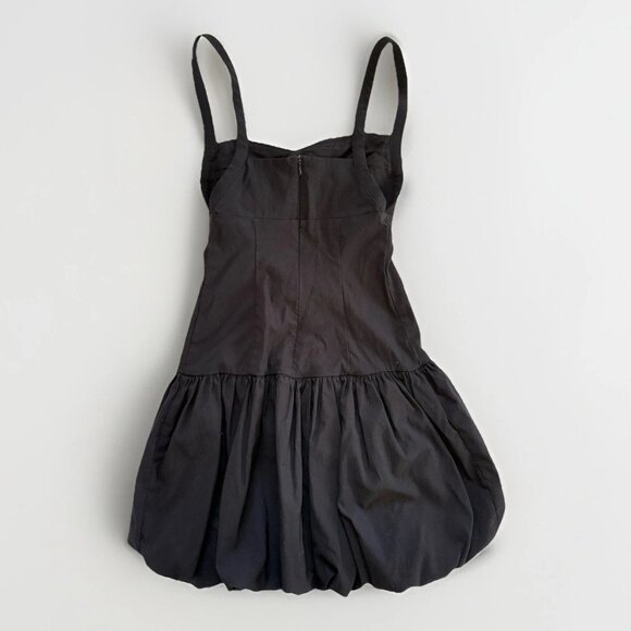 Zara Balloon Bubble Hem Drop Waist Cut Out Black Mini Dress XS LBD Minimalist - Picture 3 of 7